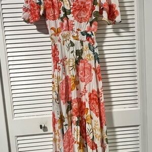 Floral Midi Dress with Button Detail